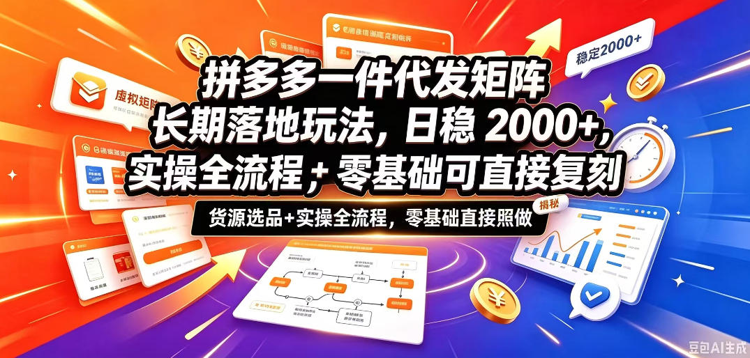 拼多多一件代发矩阵长期落地玩法,日稳入2k+,选品货源+实操全流程,零基础可直接复刻【拆解】-子比同步系统测试站