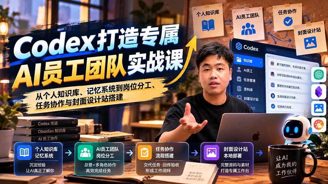 【无水印】Codex打造专属AI员工团队实战课：从个人知识库、记忆系统到岗位分工、任务协作与封面设计站搭建-子比同步系统测试站