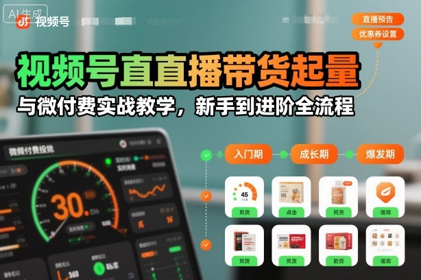 视频号直播带货起量与微付费实战教学，新手到进阶全流程(更新26年10月)-子比同步系统测试站