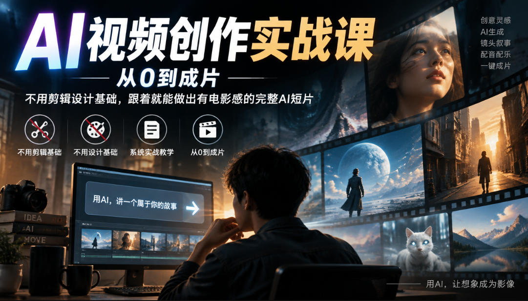AI视频创作实战课，从0到成片，不用剪辑设计基础，跟着就能做出有电影感的完整AI短片-子比同步系统测试站
