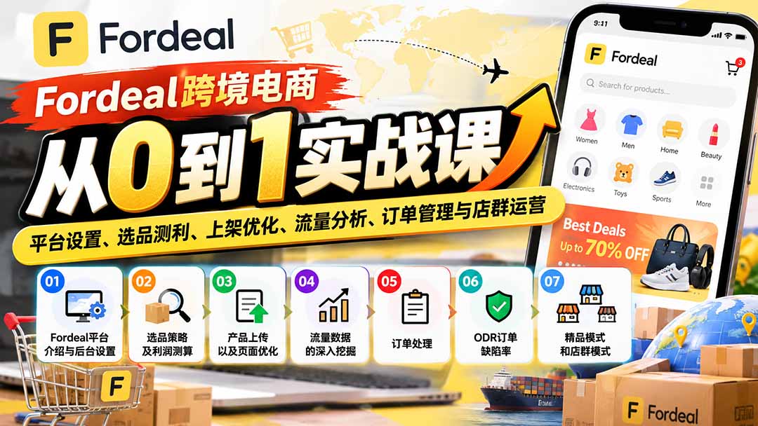 Fordeal跨境电商从0到1实战课：平台设置、选品测利、上架优化、流量分析、订单管理与店群运营-子比同步系统测试站