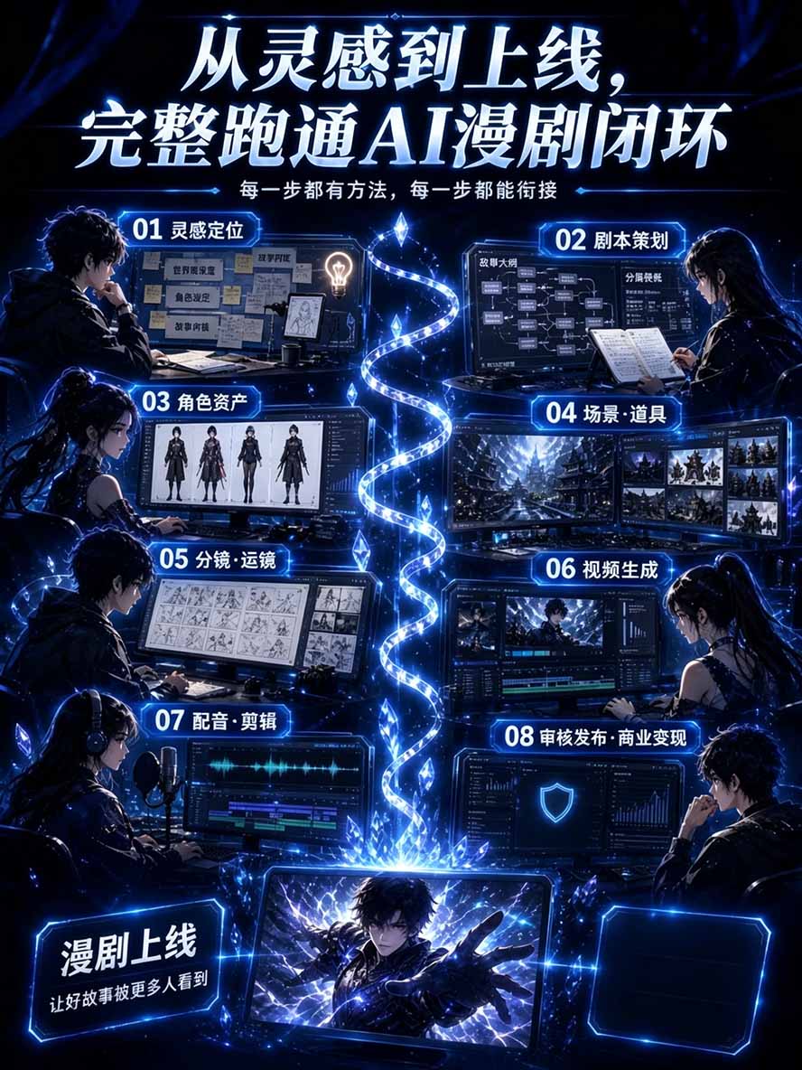 图片[2]-【无水印】2026AI漫剧创作与商业变现掘金营：打通选题→AI编剧→角色场景→自动分镜→视频生成→剪辑发布→运营变现-子比同步系统测试站