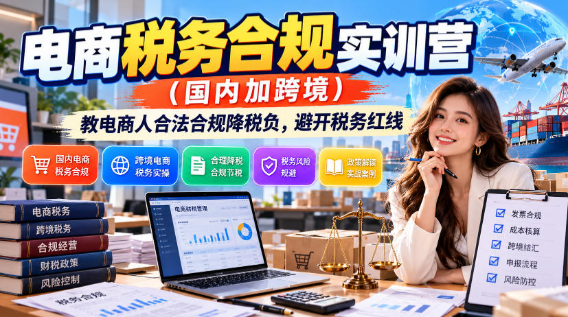 电商税务合规实训营(国内加跨境),教电商人合法合规降税负,避开税务红线-子比同步系统测试站