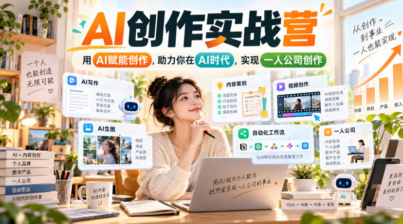 AI创作实战营，用AI赋能创作，助力你在AI时代，实现一人公司创作-子比同步系统测试站