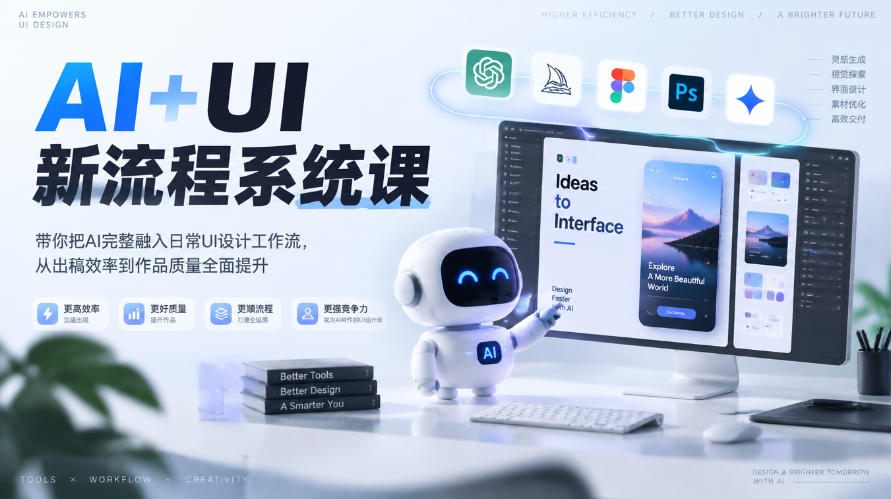【无水印】AI+UI新流程系统课，带你把AI完整融入日常UI设计工作流，从出稿效率到作品质量全面提升(2026第4期)-子比同步系统测试站