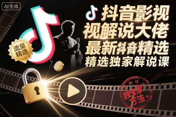 抖音影视解说大佬最新抖音进精选和独家方法，精选独家解说课-摇钱树