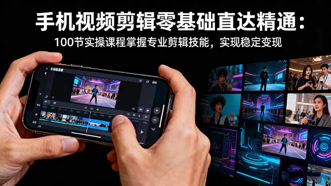 手机视频剪辑零基础直达精通：100节实操课程掌握专业剪辑技能，实现稳…-摇钱树
