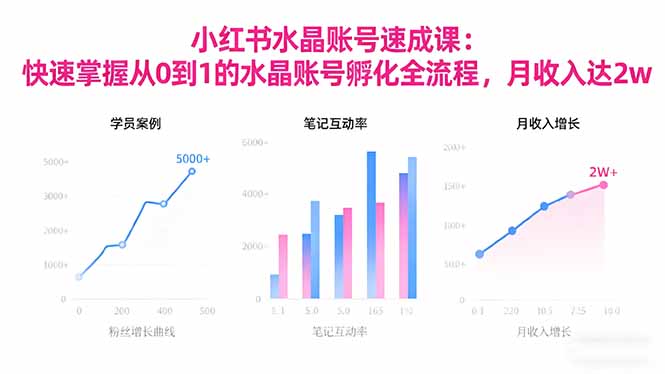 2025小红书水晶账号速成课:快速掌握从0-1水晶账号孵化全流程,月收入达2w-摇钱树